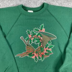 Santee Sweatshirt Womens Size XL Green Christmas Holiday Graphic Crew